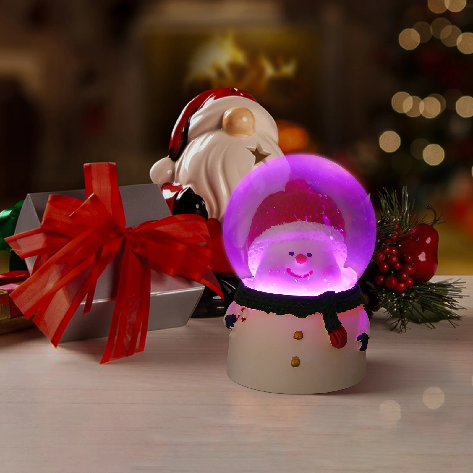 

1pc Resin Crystal Ball With Led Light Decorative For Christmas Home Party Tabletop Festive Supplies Decoration