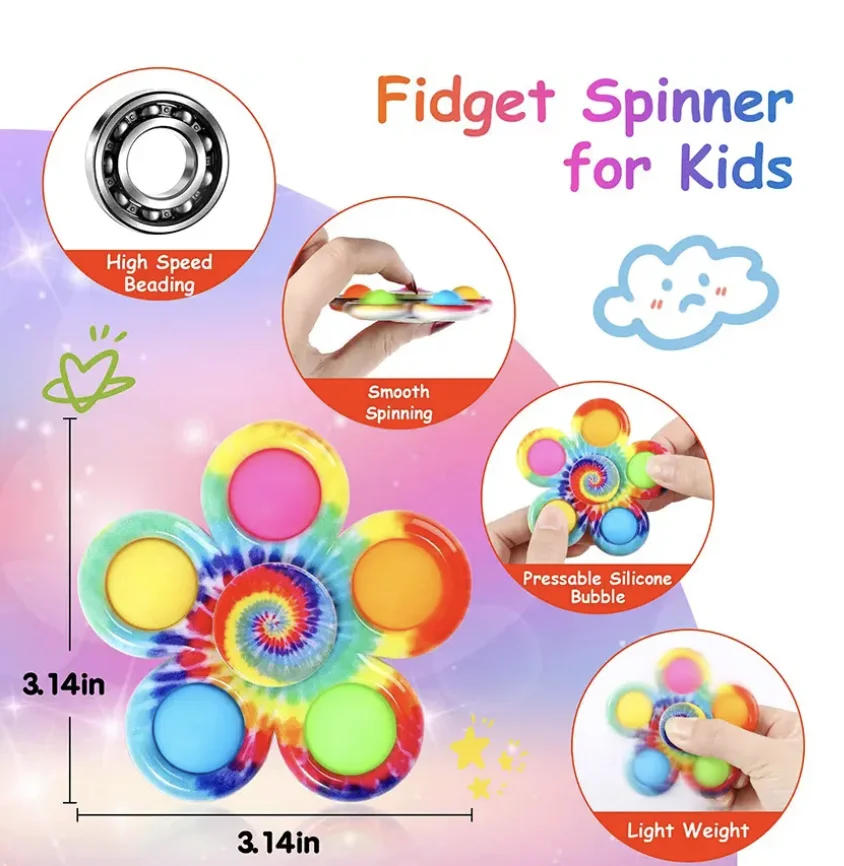 Zabawny Tie Dye Prosty Fidget Spinner Palcowy Spinner Bubble Antystresowy na ADHD, Lęk, Stres, Sensoryczny Upominek na Przyjęcia dla Dzieci