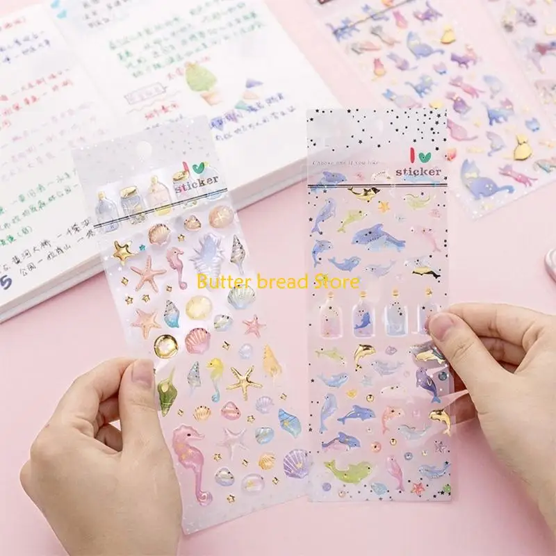 W89C Cartoon Kid Sticker Waterproof Adhesive Resin PVC Sticker for Journal Notebook