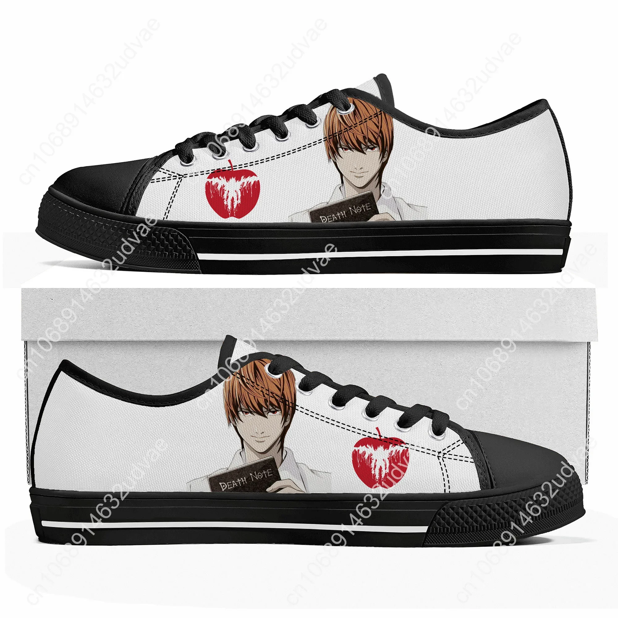 Anime Death Note Yagami Lawliet L Low Top Sneakers Mens Womens Teenager High Quality Canvas Sneaker Couple Shoes Custom Shoe