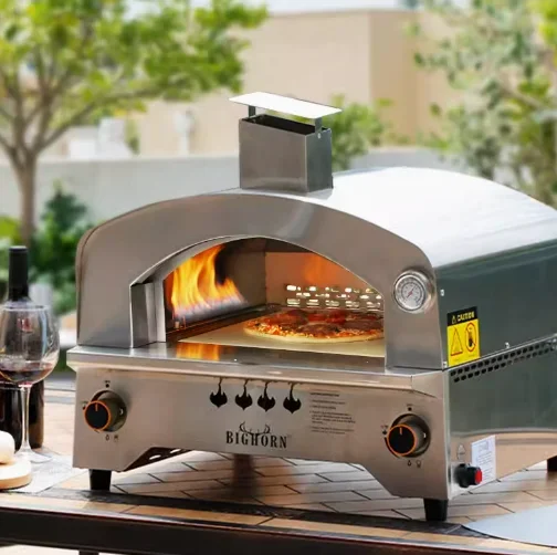 Outdoor Gas Oven with Automatic Rotating Stone -14 Inch Portable Propane Pizza Oven