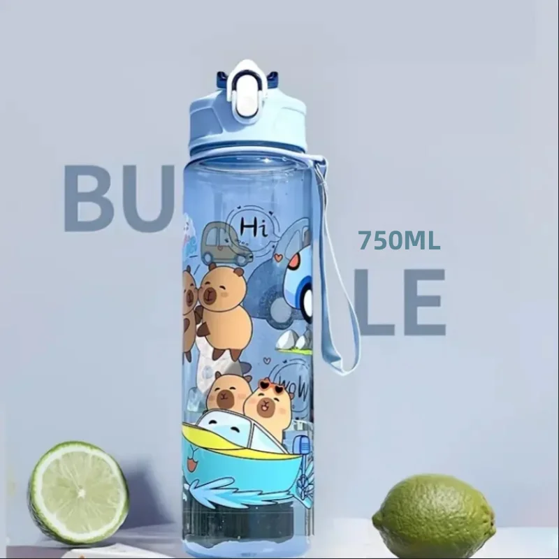 

Спортивная бутылка для воды Cute Bear с запирающейся крышкой и ремешком для переноски — ПК большой емкости, без BPA для активного отдыха