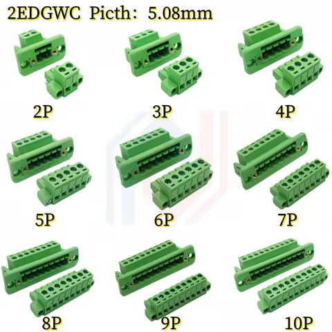 Through-wall fixed panel 2EDGWC 5.08mm 2P3P4P5P6P7P8P9P10P-24P solder-free butt band flange frame plug-in terminal connector
