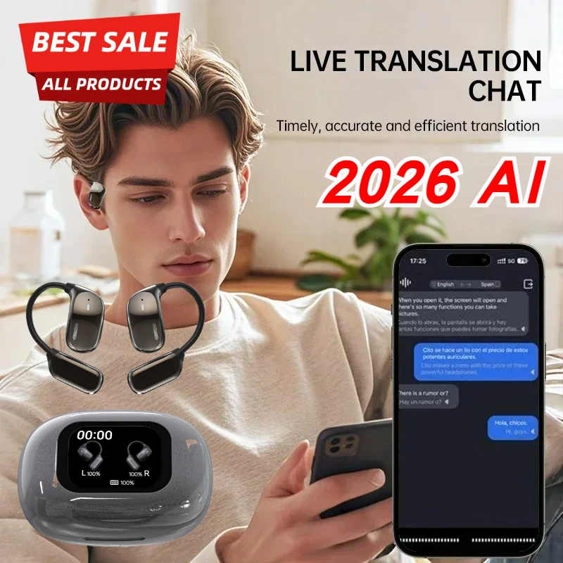 

Newest AI Smart Translation Earbuds Wireless Bluetooth Translator Device 60 Languages Support for Travel Business Online Meeting