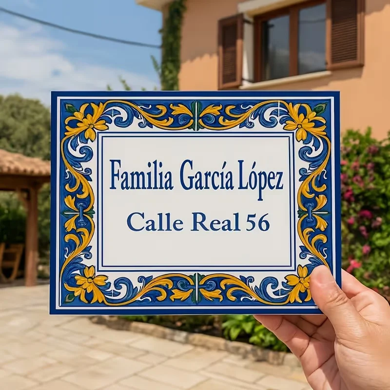 Custom Aluminum Decorative Door Sign, Spanish Style, Personalized Address Sign, Outdoor Entrance Sign, Exterior Decoration