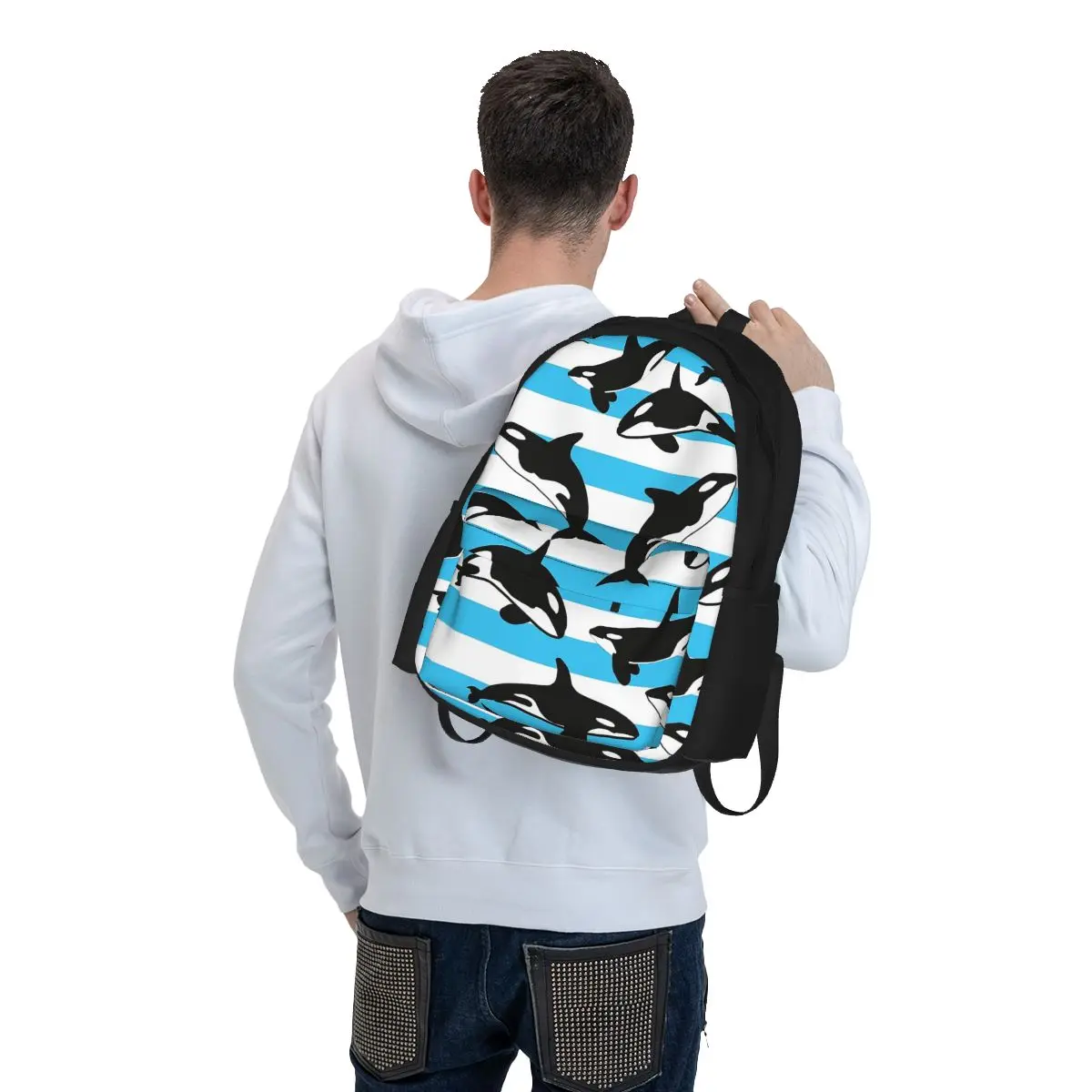 Sacs à dos d'épaulard Orca Cartable pour garçons et filles, sacs d'école pour étudiants, sac à dos de dessin animé pour enfants, sac à dos de voyage, sac initié