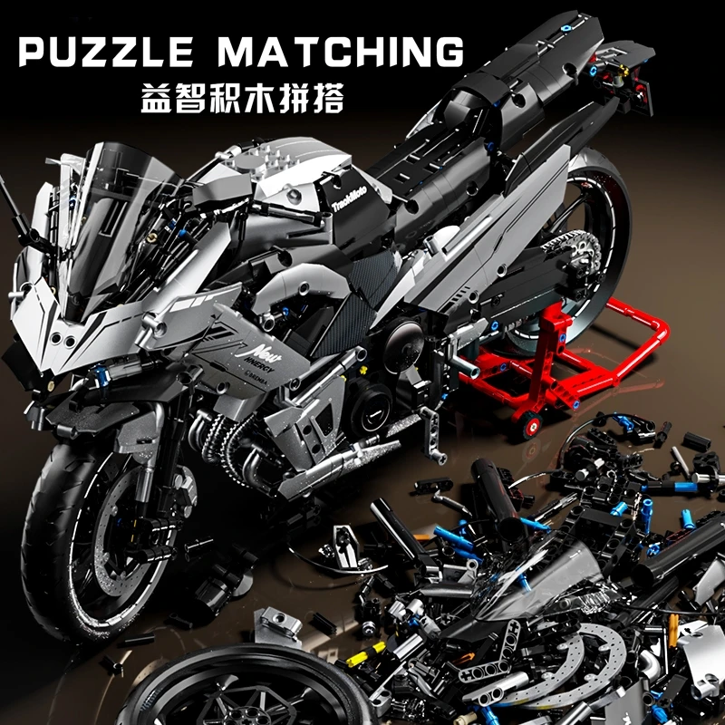 

Boy's gift difficult assembly model motorcycle building blocks 1:5 large locomotive toy model decoration