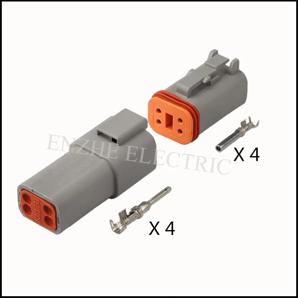 Imagem -02 - Cabo de Conector Impermeável Automático Plugue Automotivo Soquete Masculino Família Inclui Selo Terminal Pinos Dt044p Dt06-4s 100set