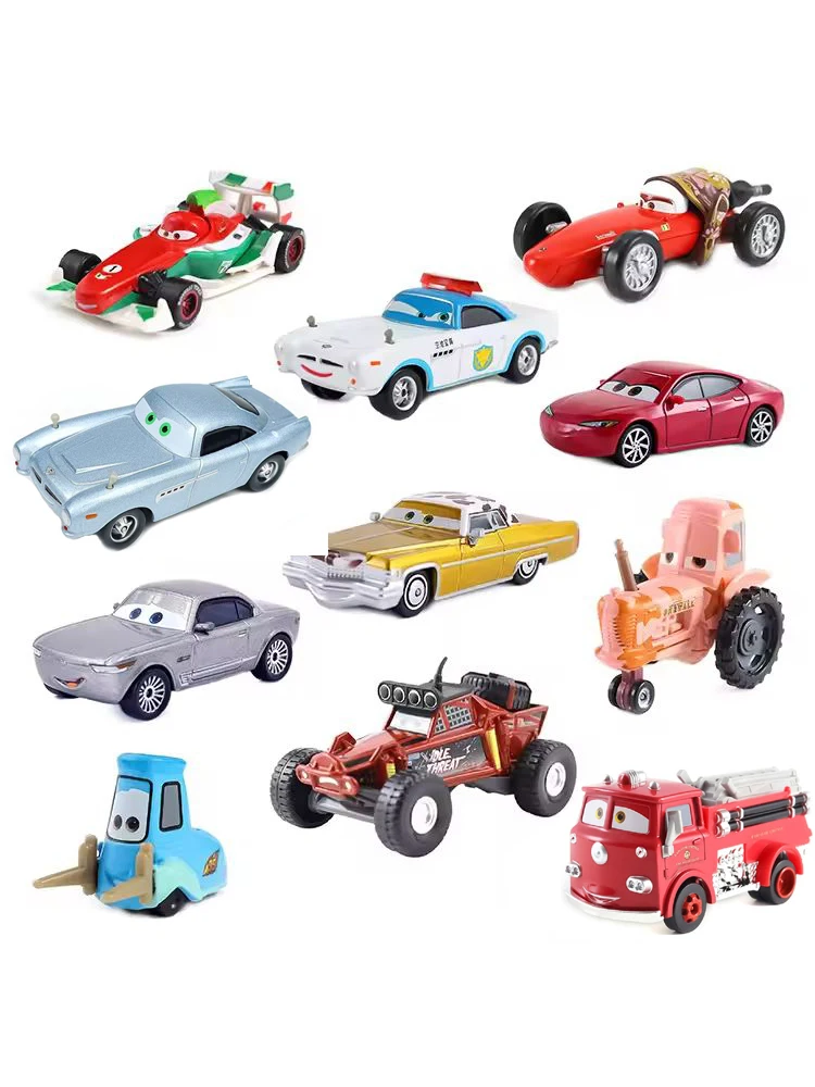 Cars 2 3 Lightning McQueen Mater Sheriff Flo Doc Hudson Rot 1:55 Legierungs-Druckguss-Automodell Kinderspielzeug Geschenk