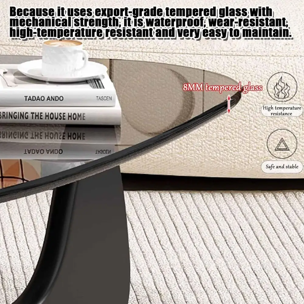 طاولة قهوة زجاجية عتيقة مع قاعدة من الخشب الصلب وسطح زجاجي رمادي للمكتب المنزلي #3