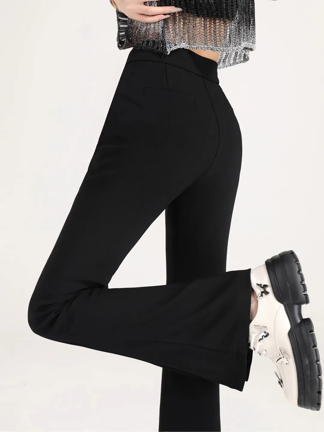 

Женские брюки Bla с высокой талией и микро-клешем, весна-осень 2026, новые универсальные, с эффектом похудения, струящиеся, с разрезами, в пол