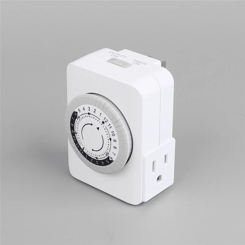 【IN  Stock】Auto Power Off Mechanical Switch Timer Socket US Plug 24H Cycle For Home Appliances Control Motorcycle Charging Timer