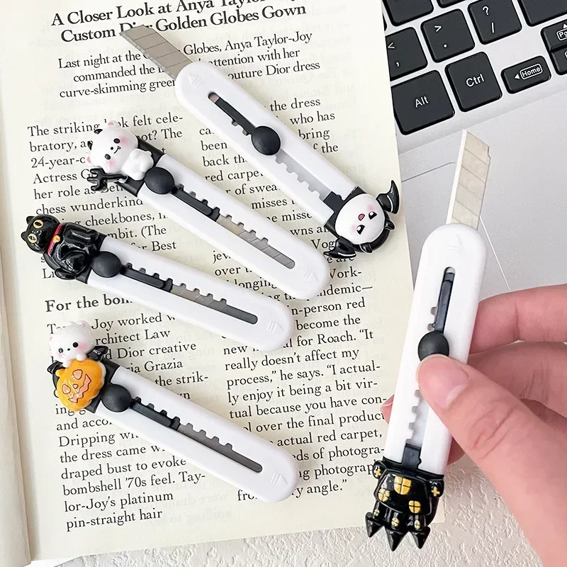 1 Piece Cute Cartoon Halloween Knife for Student Sweet Mini Portable Paper Cutter Safety Kawaii Box Cutter School Supplies