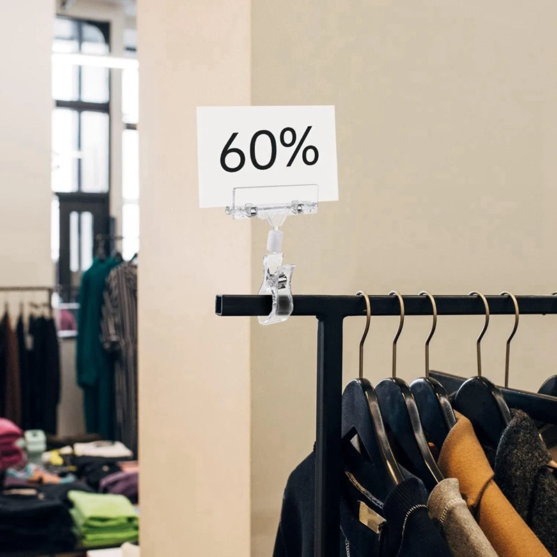 30PCS Clear Sign Clips For Display, Sign Holder Clips For Retail, Plastic Price Sign Clamps Label Tag Acrylic Clips