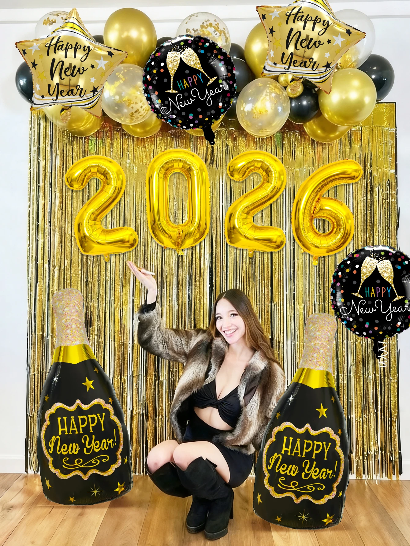 10 قطع/مجموعة بالونات رأس السنة، مناسبة لحفلة رأس السنة الجديدة، زينة السنة الجديدة 2026، مستلزمات احتفالية ليلة رأس السنة #4