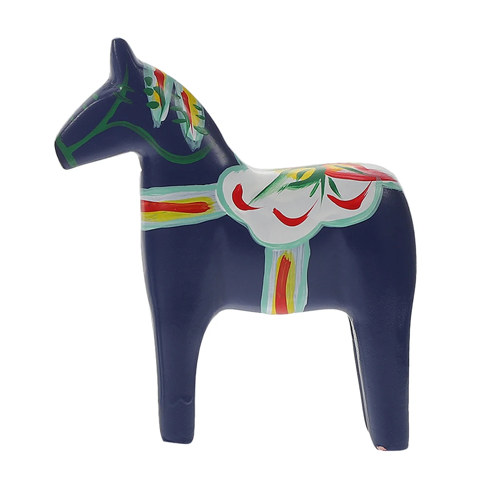 

Original Wooden Horse Ornaments Hand-painted Nordic Figurines Decorative Animals Carving Home Statue Christmas Model