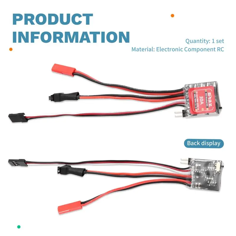 A49K-2X Micro-ESC 30A Brushed ESC Electric Speed Controller 2S 4-8V For DIY Mini 1/16 1/18 1/24 RC Car Boat Tank JST Plug view 4