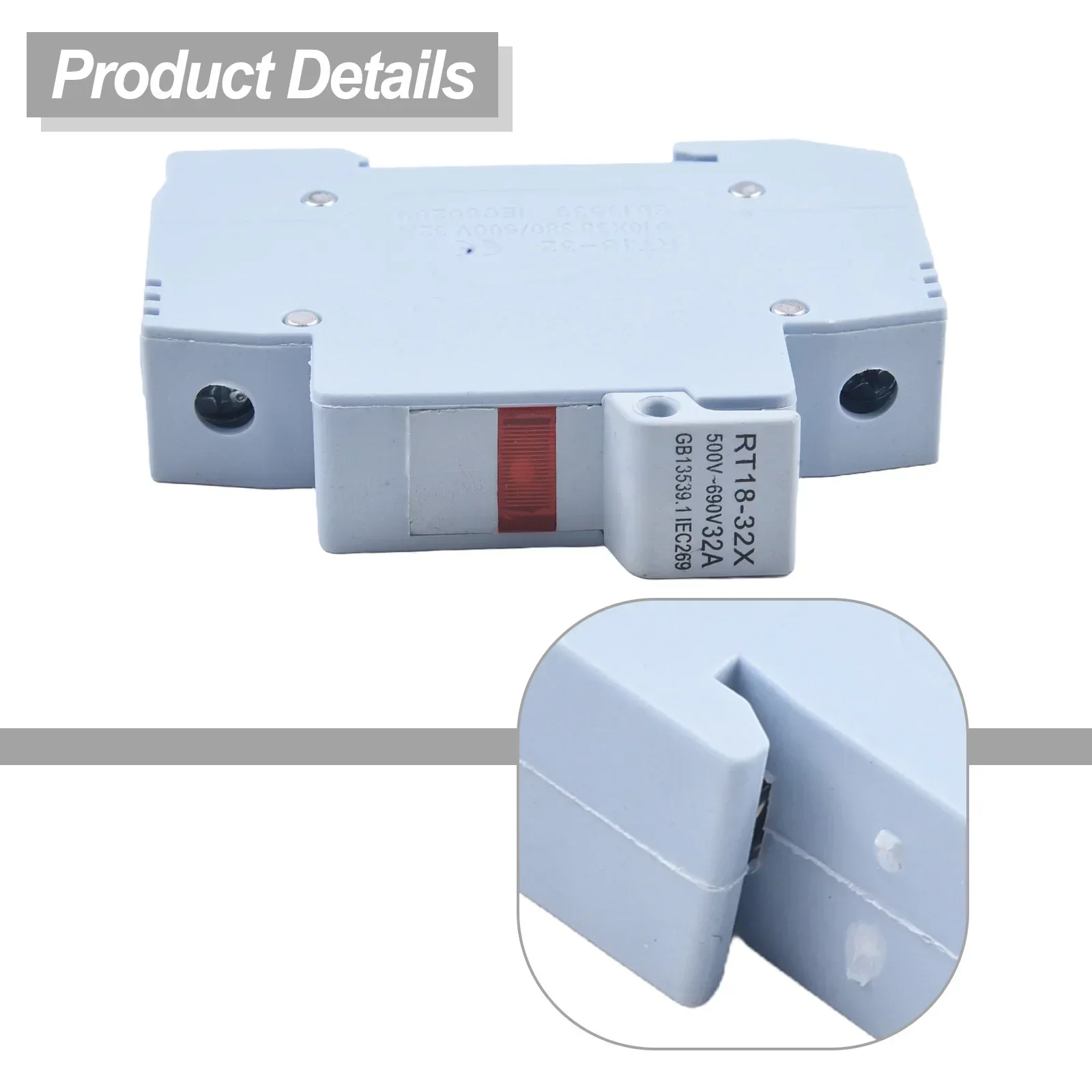 Imagem -06 - Base de Fusível 10x38 mm Base de Suporte de Fusível de Montagem em Trilho Din com Fusível de Luz Led R015 500v Conector de Assentos de Segurança Venda Quente Rt1832x 1p 32a