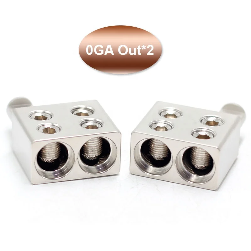 

Автомобильный аудиоразъем, никелированный разъем из алюминиевого сплава, выход 2X0GA, серебряные шпильки, держатель предохранителя