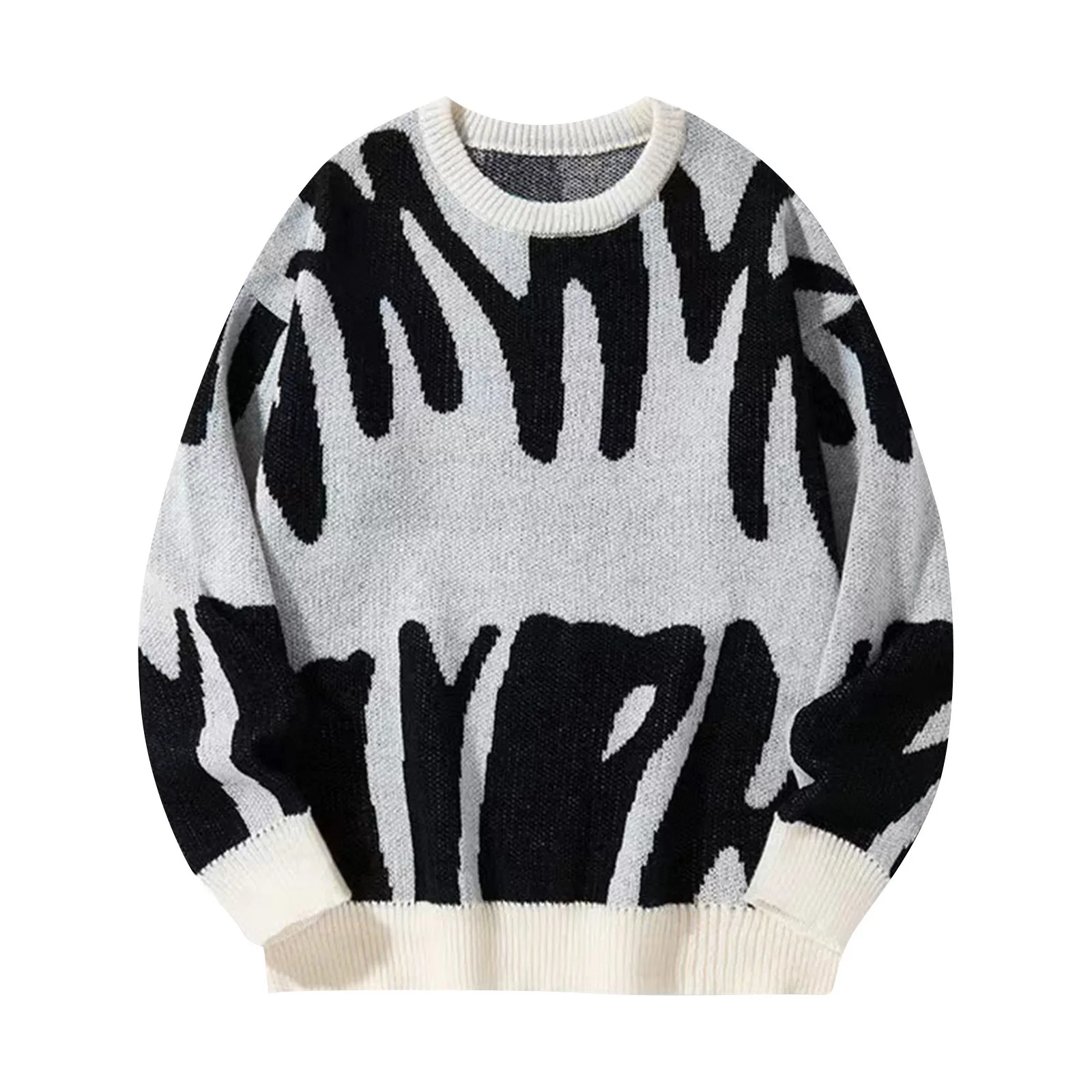 Unisex Sweaters Pullovers Autumn And Winter New Fashion Abstract Letter Jacquard Sweater With Warm And Thick Contrast Color Knit