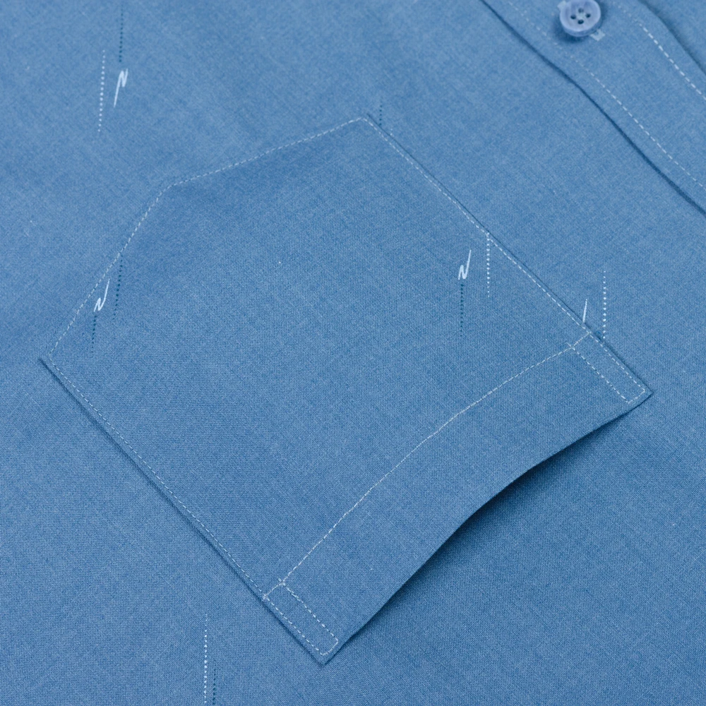 Camisa de vestir de manga larga con estampado de rayas para hombre con bolsillo izquierdo en el pecho, tela de fibra de bambú cómoda y suave y transpirable, ajuste Regular