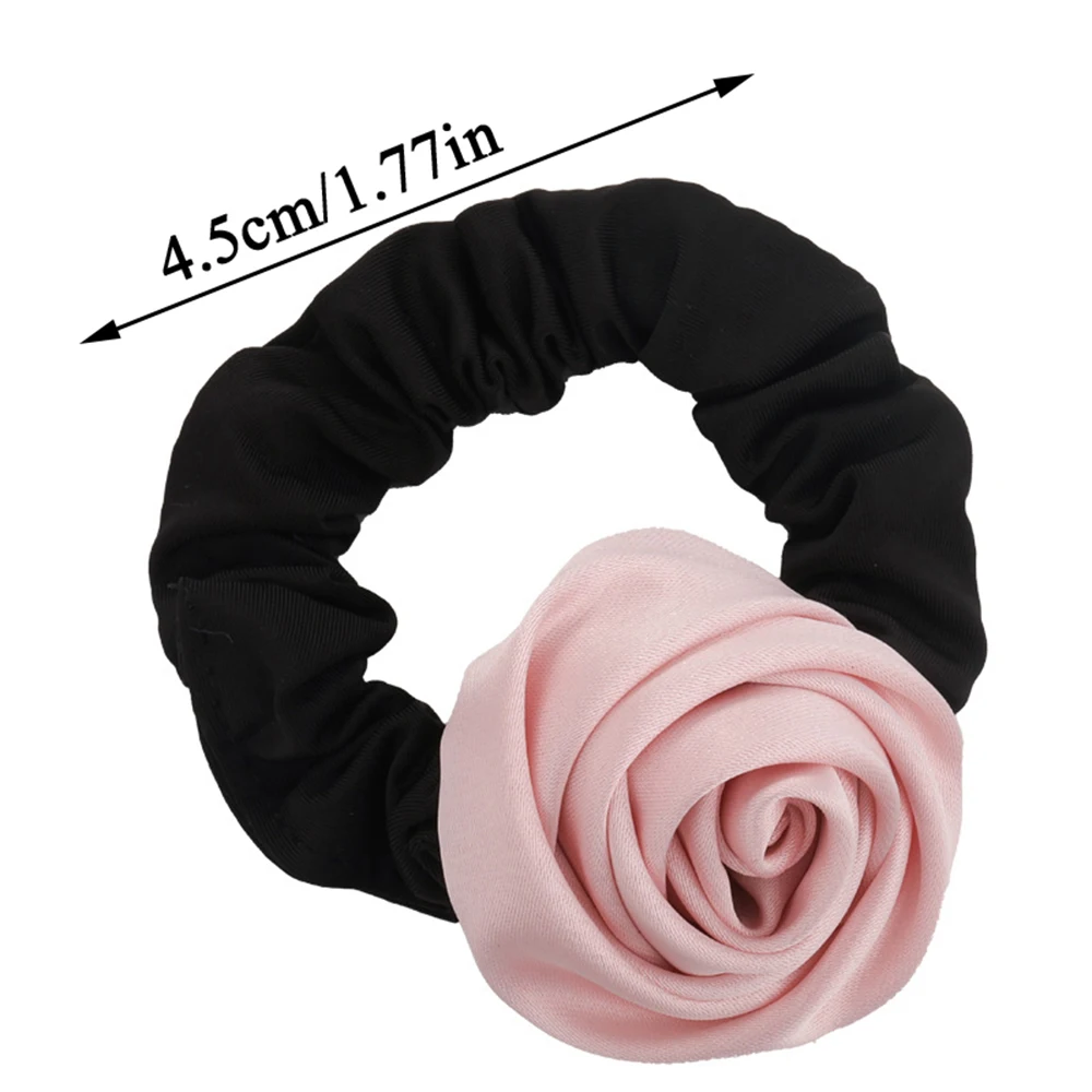 Korean Rose Elastic Hair Bands For Women Girls Accessories Tie Hair Ring Rope Headdress Scrunchies Big Flower Satin Rubber Bands