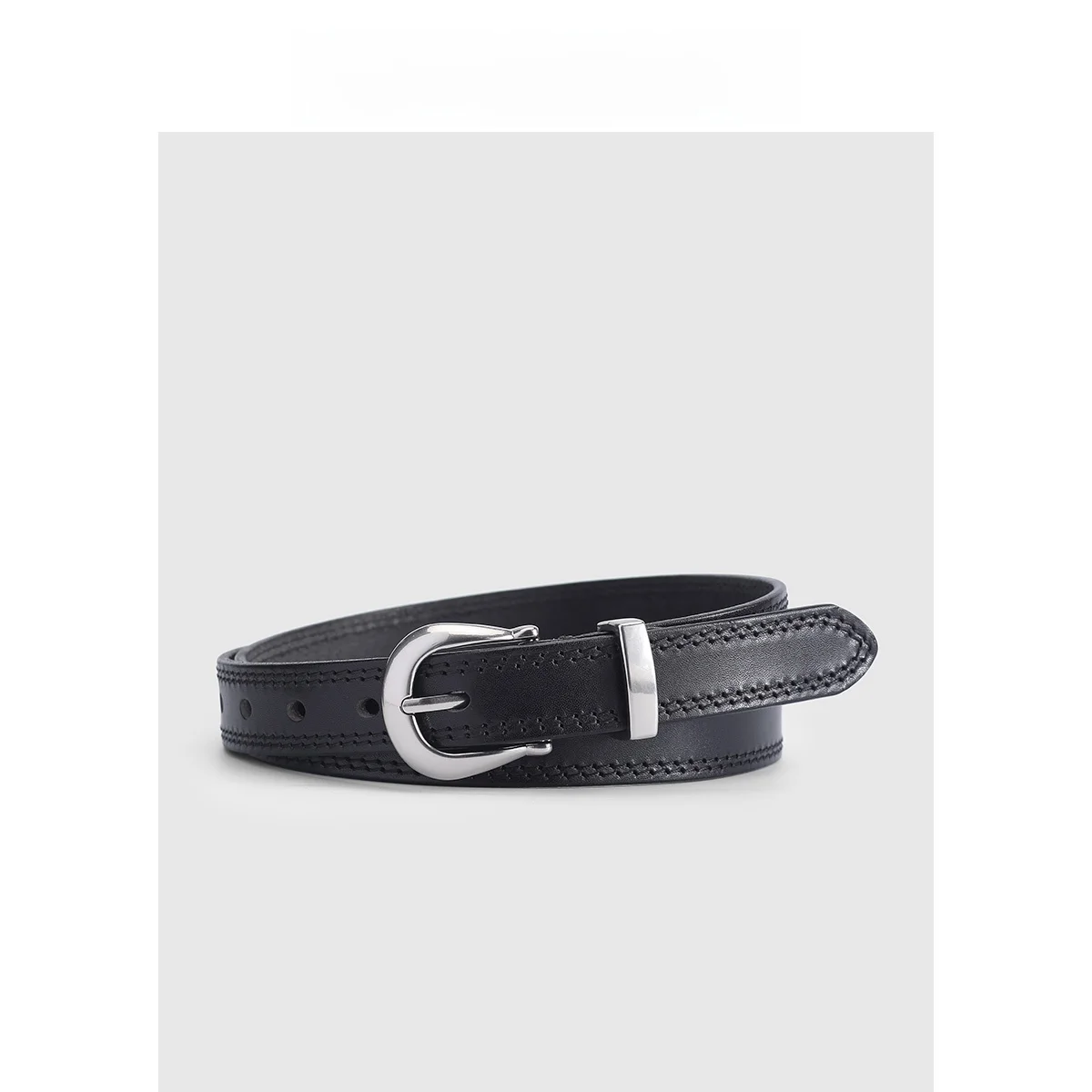 シルバーバックル牛革レザーベルト女性のファッショナブルな多用途トップレイヤー牛革ジーンズベルト装飾合金バックル