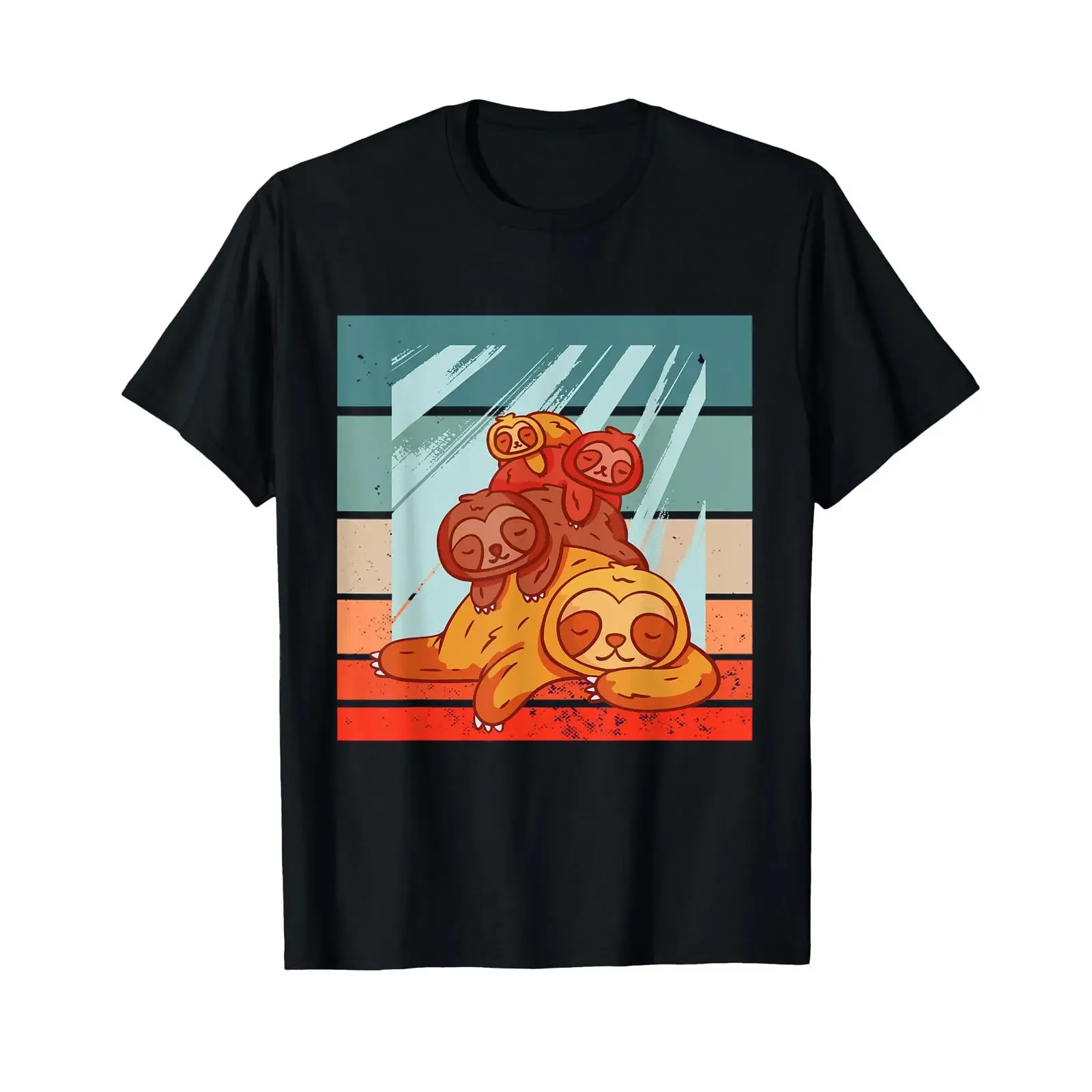 Faultier schläft gemütliches Nickerchen Ruhestapel Stack T Shirt black S vintage Washed homme Unisex Comfortable Soft