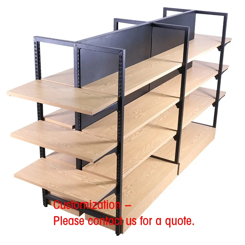 custom.Factory Supply Supermarket Wooden Shelf Double-sided Middle Island Shelf