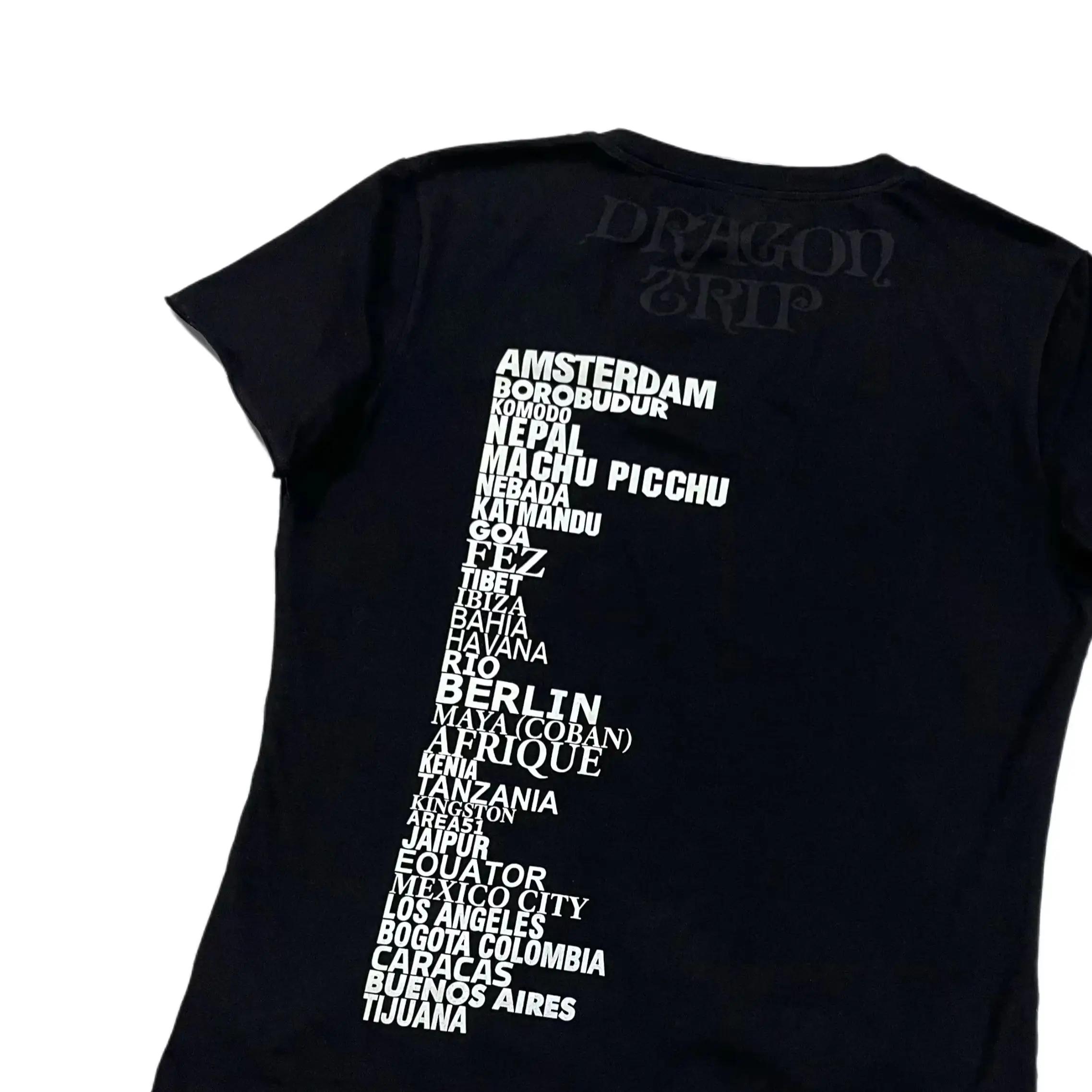 Waist Slim Fit Dragon Pattern Crew Neck Short Sleeve T-Shirt