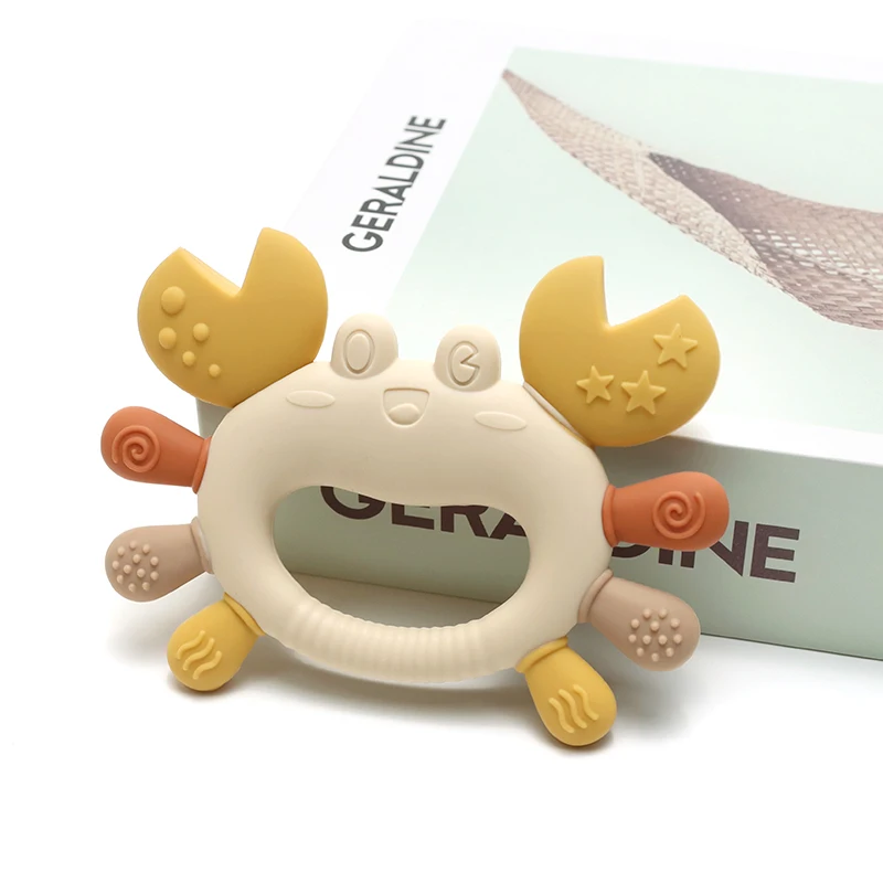 귀여운 게 모양의 아기 실리콘 젖니가 남 장난감 신생아 선물 잡기 쉬운 유아 씹는 장난감 Teether BPA 무료 아기 액세서리