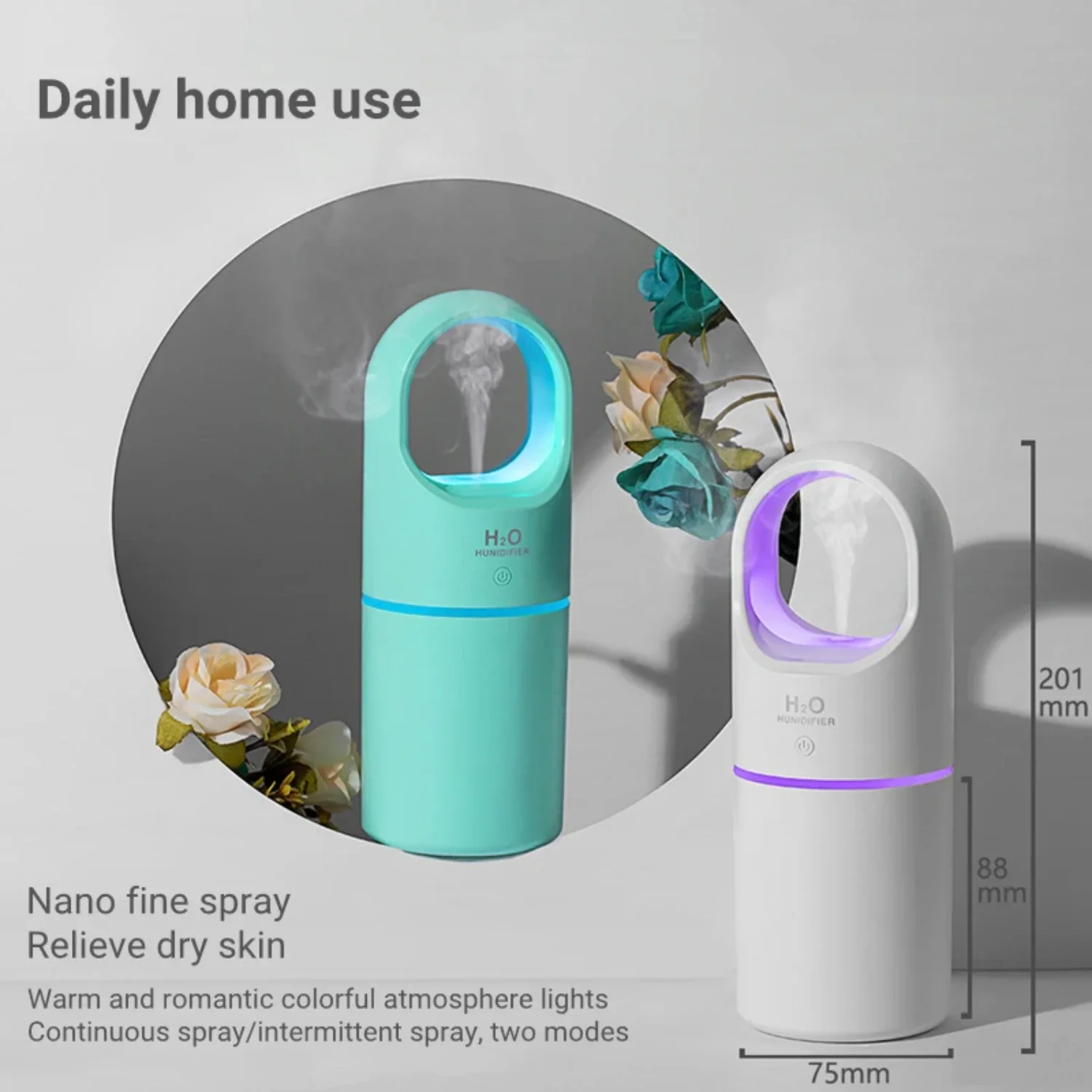 Mini humidificateur d'air à ultrasons amélioré, confortable et étiquettes USB 62, capacité de 450ml, lumière LED Whisper-Silencieux pour E