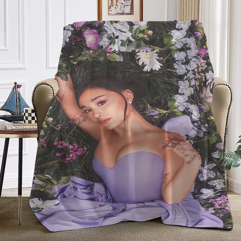 Custom Blanket Sofa Ariana Grande Microfiber Bedding King Size Bed Fleece Camping Nap Fluffy Soft Blankets for Winter Warm