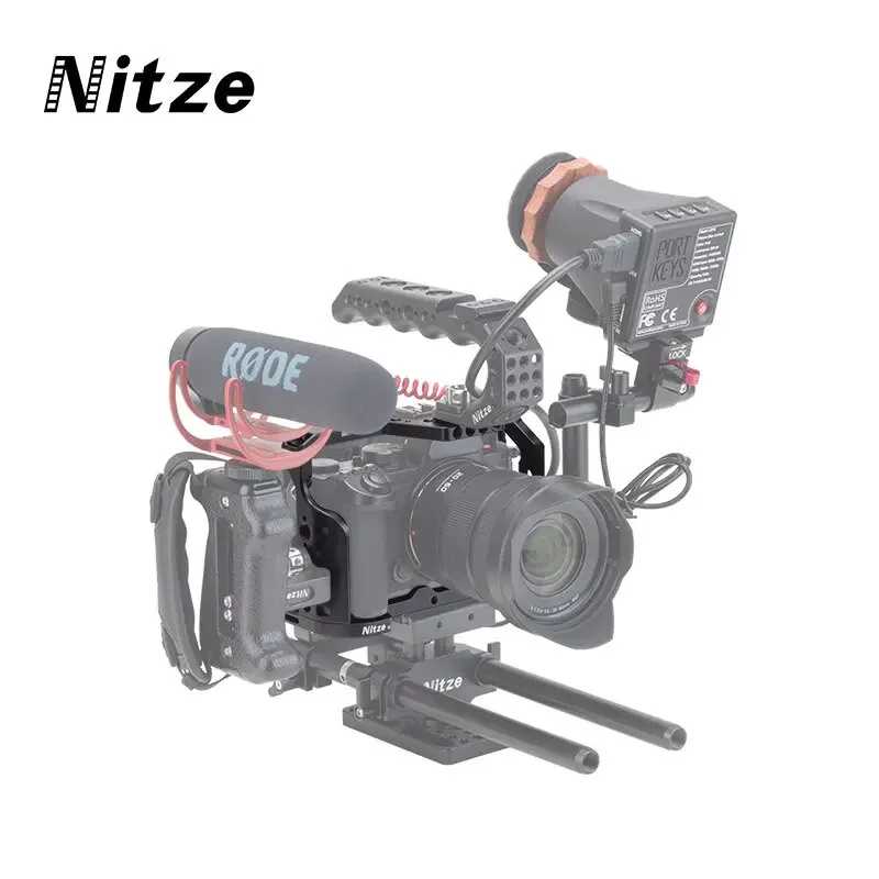 Клетка для камеры Nitze S5 II для Panasonic LUMIX S5 II Встроенная верхняя и боковая направляющая НАТО, холодный башмак и быстросъемная пластина Arca Swiss