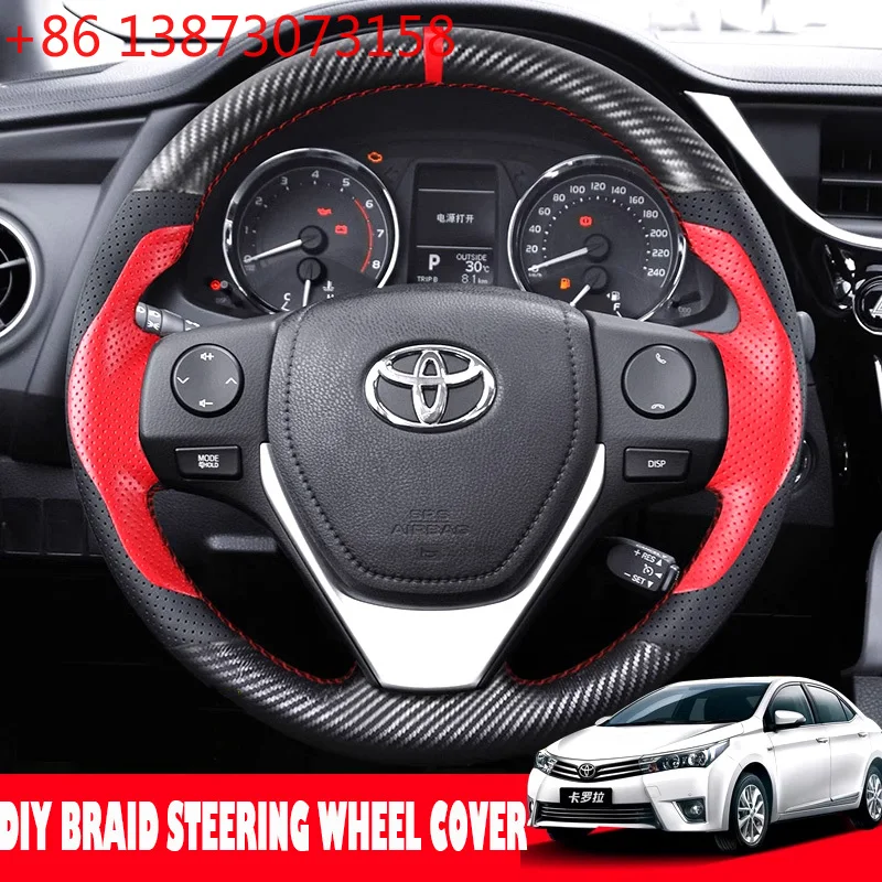Hand-stitched Sports style Leather Car Steering Wheel Cover for Toyota Corolla IM US 2014-2019 RAV4 2013-2018 Scion Im 2016