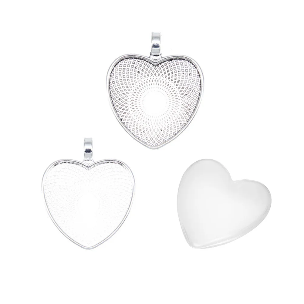 100Pcs DIY Heart Shaped Jewelry Stickers 25mm Glass Sticker Ornament for Pendant Earring Craft DIY Pendant Accessory