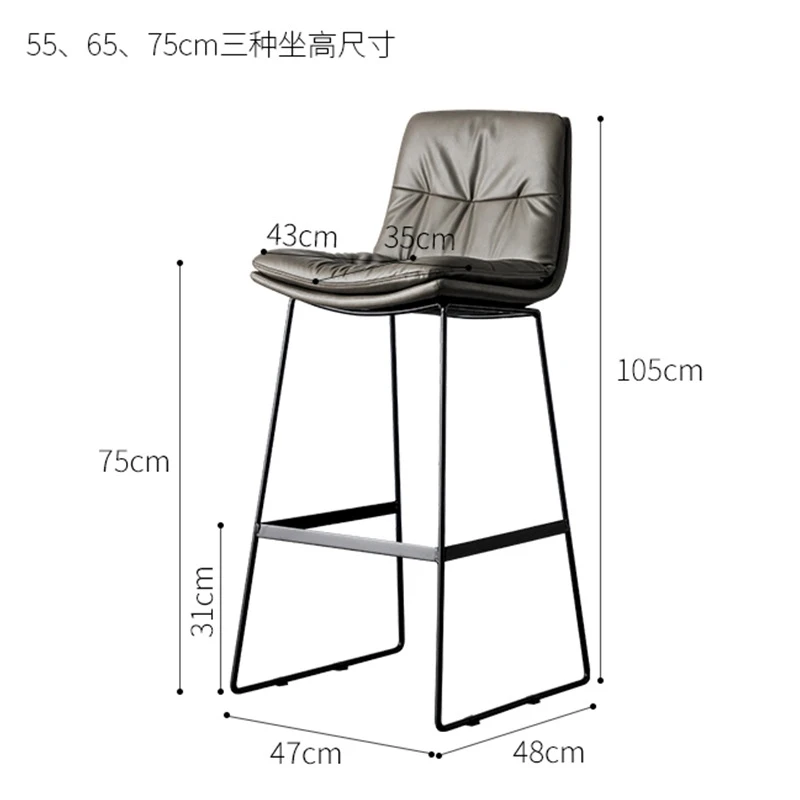 Скандинавские кожаные барные стулья со спинкой светильник ний легкий роскошный металлический высокий стул для творчества, Современные Простые обеденные стулья в стиле Ins, кафе, знаменитостей
