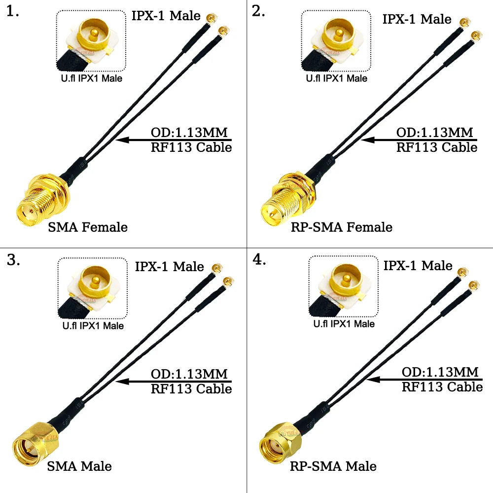 1Pcs 5~60CM SMA Type 1 to 2 SMA Female Jack to Double IPX1 Male Plug RF1.13 Coax Cable 4G WIFI Antenna Extension Jumper Pigtail