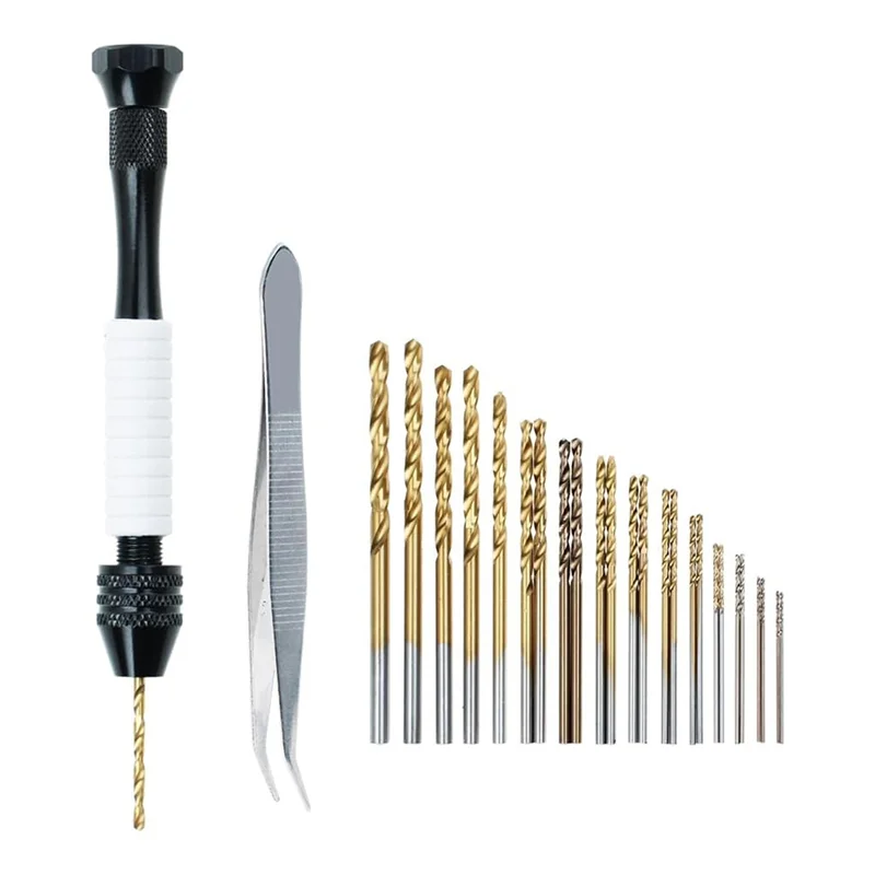 

A27F-Pin Vise Hand Drill Manual Drills W/25Pcs Drill Bits (0.5Mm-3Mm) -Rotary Hobby Drill For Jewelry Making, Wood