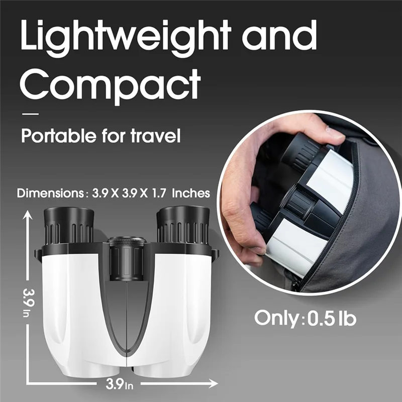 مناظير 10X25 مناظير مدمجة مقاومة للماء مع رؤية ليلية منخفضة الإضاءة للحفلات الرياضية في الهواء الطلق ومشاهدة الطيور