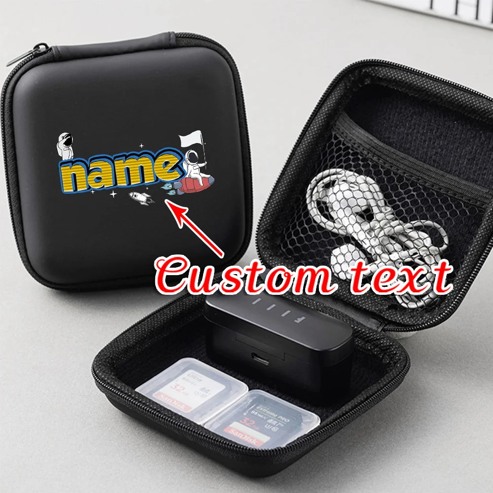 

Personalized Customization Name Digital Accessories Black Headphone Storage Bag Data Cable Headphone Storage Box