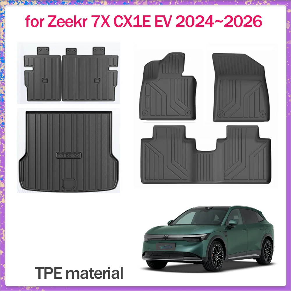 

Car Floor Mat for Zeekr 7X CX1E EV 2024~2026 2025 TPE Foot Interior Liner Waterproof Trunk Seats Pad Carpet Custom Accessories