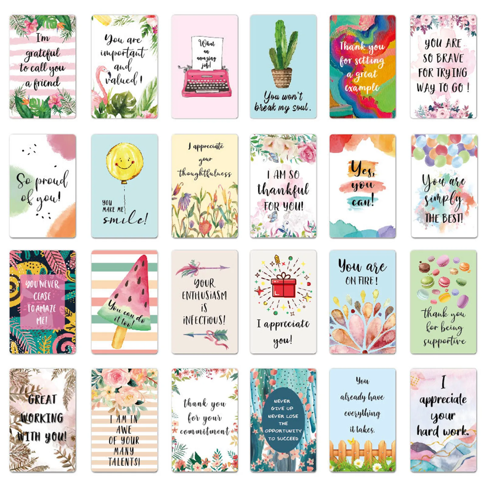 72pcs Inspirational Motivational Cards Thankful Mini Quote Cards Suitable for Birthdays Festivals Thankful Cards Greeting Cards