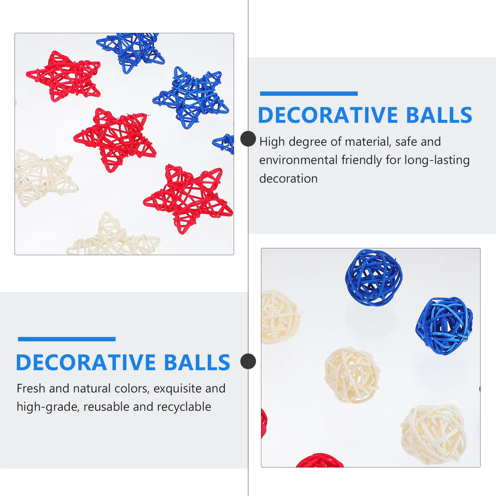 

48Pcs Woven Rattan Balls Nature Decorative Balls Wedding Adornment Party Garland Pendant Home Decoration Rustic