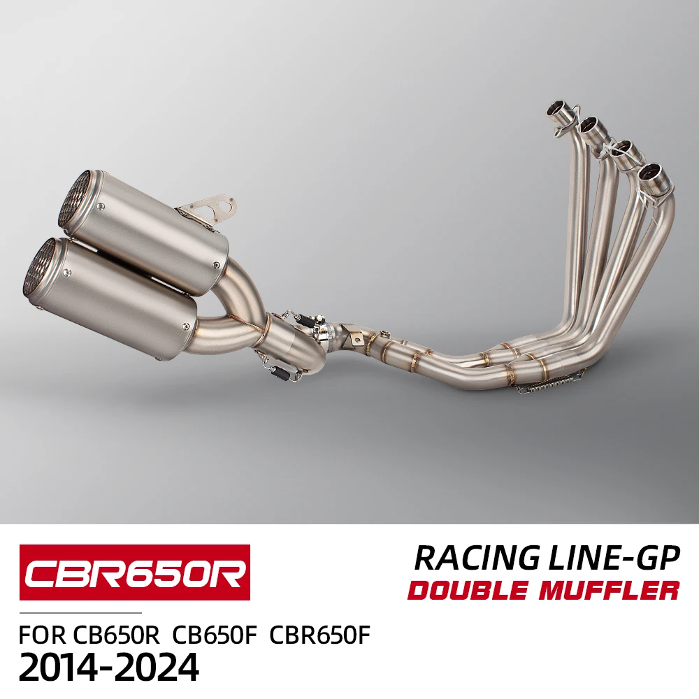 

For Honda CBR650R CB650F CB650R CBR650F 2014-2024 Slip-On Motorcycle Exhaust System Front Link Pipe Double Exit Muffler