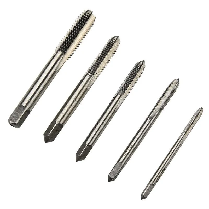 5PCS/Set M3 M4 M5 M6 M8 Tap Ulir Mesin Spiral Point Straight Fluted Metrik Plug Hand Tap Drill