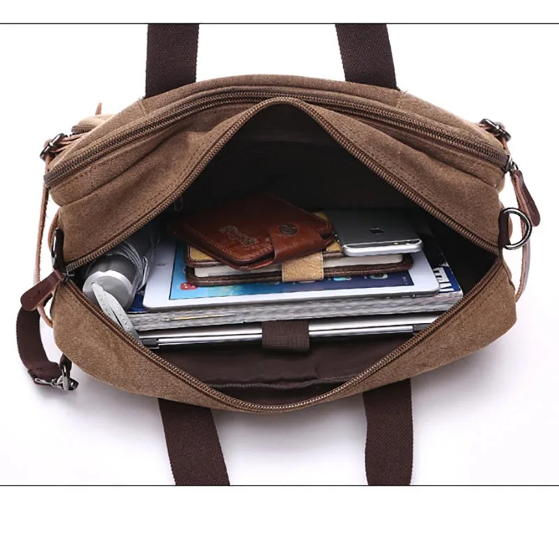 Backpack Two Sizes Canvas Bag Men Business Briefcase Hand-held Handbag Large Capacity Computer Storage Bag Shoulder Bag