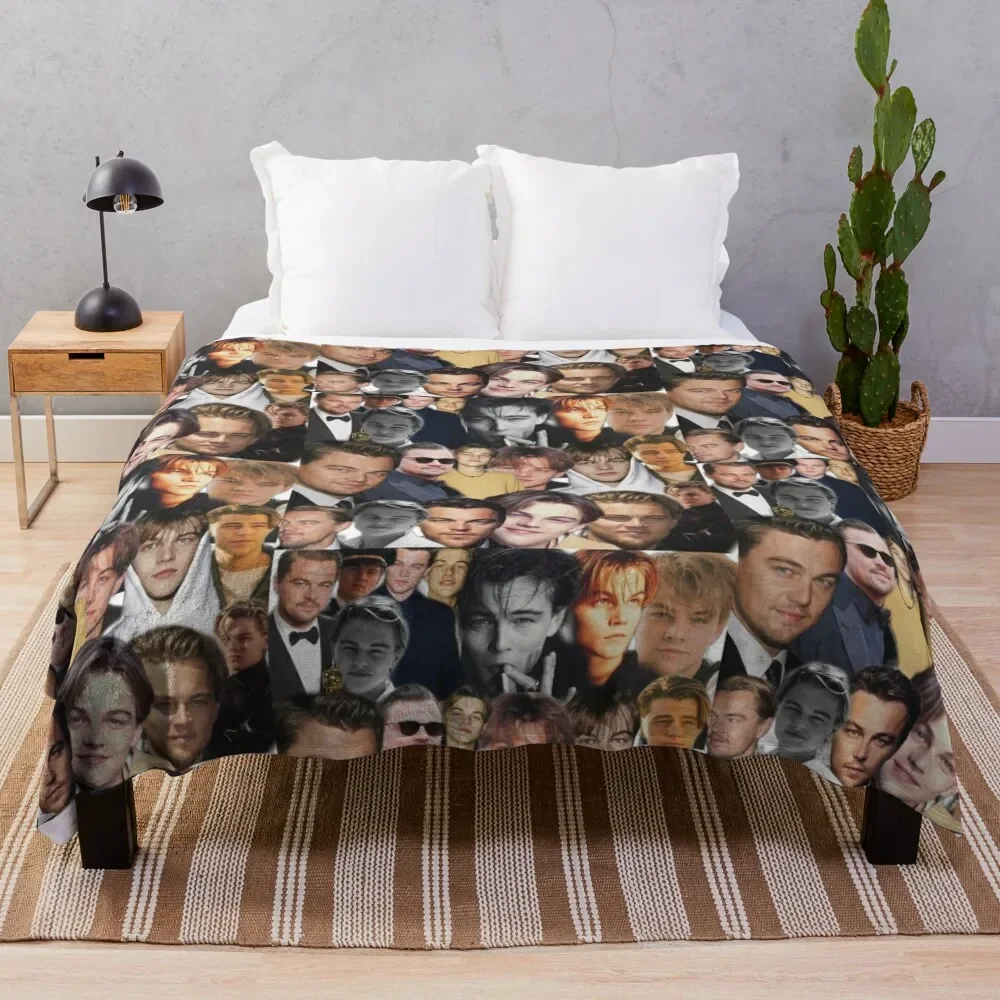 leonardo dicaprio photo collage Throw Blanket Camping christmas decoration for babies decorative Blankets For Bed Blankets