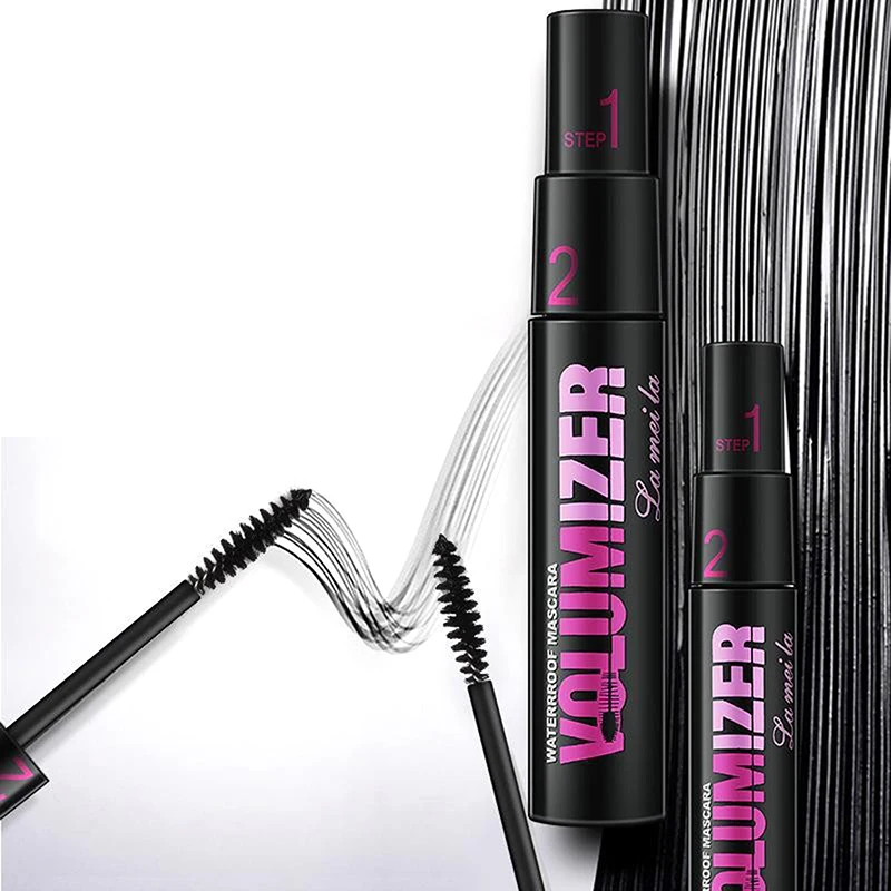 Mascara imperméable à l'eau à double usage, 2 en 1, fibres oculaires, extension de cils allongés, brosses à friser anti-transpiration