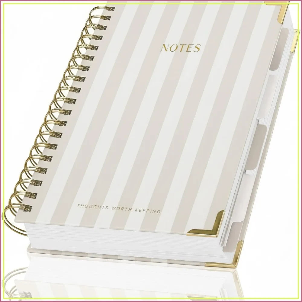 Aesthetic Thick Spiral Notebook with Tabs - B5 College Ruled, 300 Pages, Dividers - Perfect for Work & School